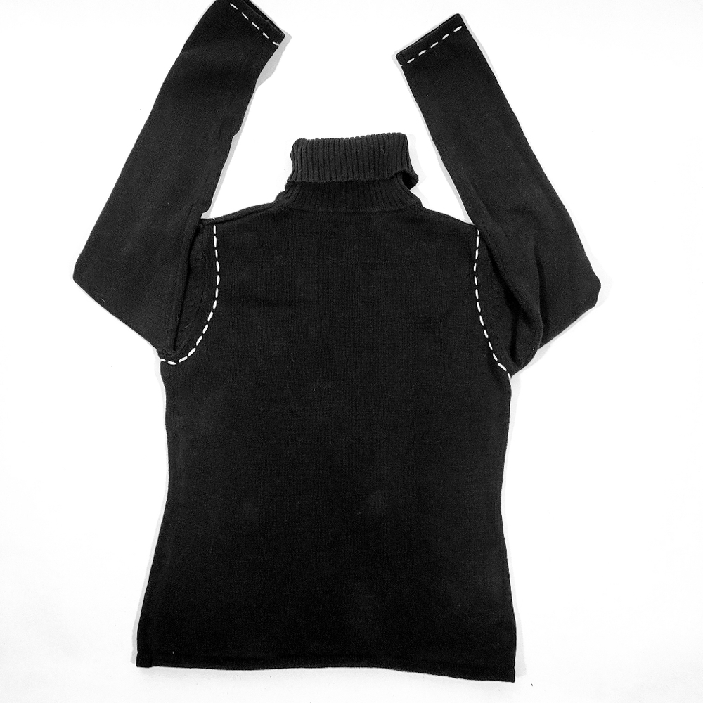 Vintage Snazzie black 100% cotton turtleneck sweater US M '80s '90s